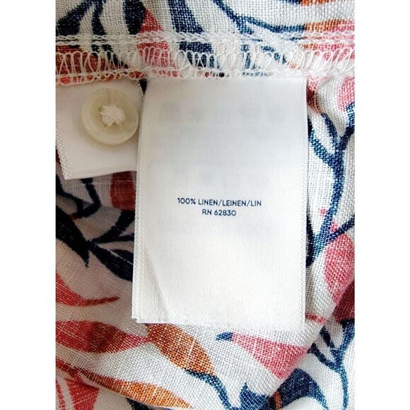 Lands End 1X 100% Linen Long Roll Tab Sleeve Button Up Women's Shirt Pckts‎ - Picture 7 of 7